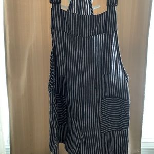 F21 Blue and white overall romper